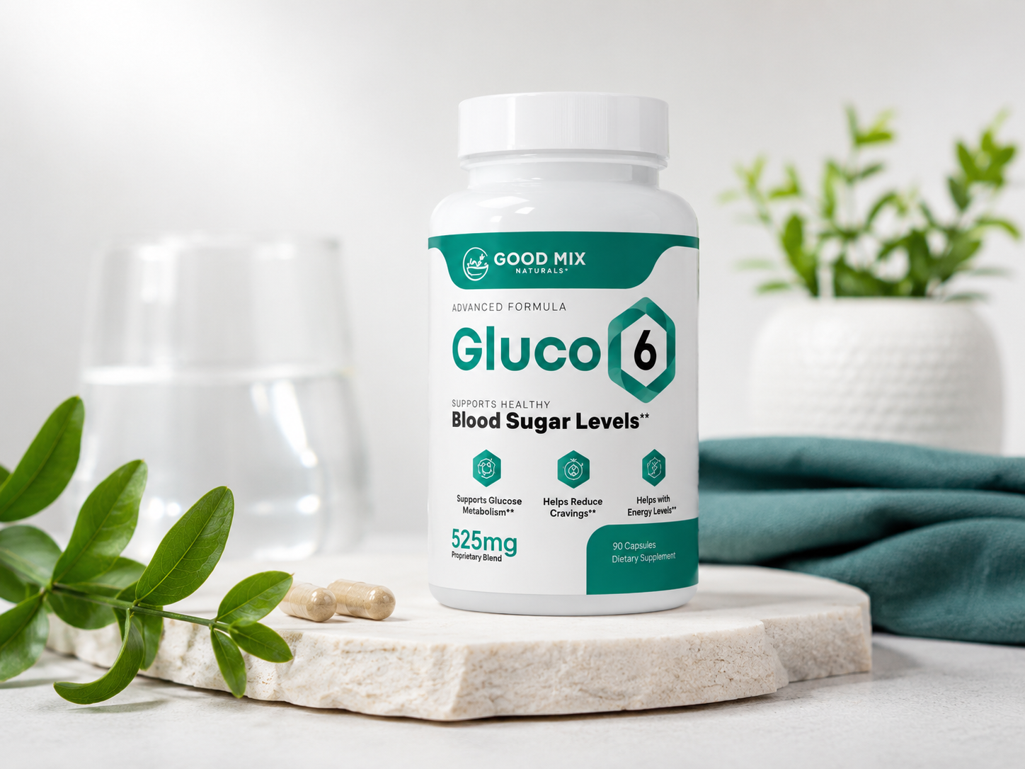 Gluco6 supplement bottles